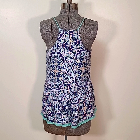 Meadow Rue Womens Top Anthropologie Nuria Blue Paisley Swing Tank Blouse Size M - Picture 5 of 9